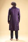 Shop_Aryavir Malhotra_Wine Soft Jacquard Embroidery Floral Thread Sherwani With Pyjama _at_Aza_Fashions