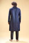 Shop_Arihant Rai Sinha_Blue Silk, Jacquard Embroidery Leaf Thread Sherwani With Pyjama_at_Aza_Fashions