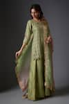 Buy_STUDIO A_Green Chanderi Embroidery Zari Round Short Kurta And Sharara Set _at_Aza_Fashions