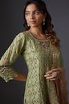 Buy_STUDIO A_Green Chanderi Embroidery Zari Round Short Kurta And Sharara Set _Online_at_Aza_Fashions