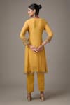 Shop_STUDIO A_Yellow Georgette Embroidery Peacock Round Zari Kurta And Pant Set _at_Aza_Fashions