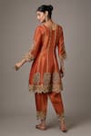 Shop_STUDIO A_Orange Tissue Embroidery Floral Closed Dori A-line Kurta With Pant _at_Aza_Fashions