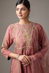 Buy_STUDIO A_Pink Tissue Embroidery Floral Closed Dori A-line Kurta With Pant _Online_at_Aza_Fashions