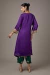 Shop_STUDIO A_Purple Satin Organza Embroidery Floral V-neck Dori A-line Kurta With Salwar _at_Aza_Fashions