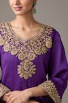 Buy_STUDIO A_Purple Satin Organza Embroidery Floral V-neck Dori A-line Kurta With Salwar _Online_at_Aza_Fashions