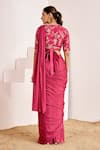 Shop_Suruchi Parakh_Pink Georgette Sequins Plain Pre-draped Saree With Embroidered Wrap Blouse _at_Aza_Fashions