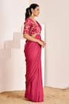 Buy_Suruchi Parakh_Pink Georgette Sequins Plain Pre-draped Saree With Embroidered Wrap Blouse _Online_at_Aza_Fashions