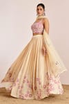 Buy_Suruchi Parakh_Cream Georgette Crepe Embroidered Sequin Square Flower Thread Lehenga Set _Online_at_Aza_Fashions