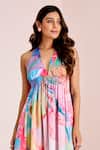 Shop_Suruchi Parakh_Multi Color Silk, Satin Halter Neck Abstract Dress _Online_at_Aza_Fashions