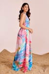 Suruchi Parakh_Multi Color Silk, Satin Halter Neck Abstract Dress _at_Aza_Fashions