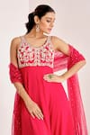 Suruchi Parakh Pink Net, Georgette Floral Scallop Embroidered Yoke Anarkali With Dupatta Online at Aza Fashions Suruchi Parakh_Pink Net, Georgette Floral Scallop Embroidered Yoke Anarkali With Dupatta _Online_at_Aza_Fashions