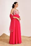 Suruchi Parakh Pink Net, Georgette Floral Scallop Embroidered Yoke Anarkali With Dupatta at Aza Fashions Suruchi Parakh_Pink Net, Georgette Floral Scallop Embroidered Yoke Anarkali With Dupatta _at_Aza_Fashions