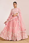 Buy Suruchi Parakh Pink Net, Satin Pearls, Sequins Round Neck Botanic Zari Embroidered Lehenga Set at Aza Fashions Buy_Suruchi Parakh_Pink Net, Satin Pearls, Sequins Round Neck Botanic Zari Embroidered Lehenga Set _at_Aza_Fashions