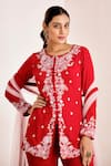 Suruchi Parakh_Red Georgette Embroidered Cutdana Round Floral Jacket Kurta Sharara Set _at_Aza_Fashions