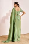 Shop_Suruchi Parakh_Green Georgette, Silk Sequins, Beads Round Border Saree With Embroidered Blouse _at_Aza_Fashions
