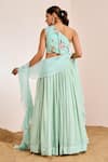 Shop_Suruchi Parakh_Green Organza, Georgette Pearls, Sequins One Zig-zag Embroidered Lehenga Set _at_Aza_Fashions
