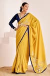 Buy_Suruchi Parakh_Yellow Georgette, Silk Sequins, Beads Pitta Floral Embroidered Saree With Blouse _at_Aza_Fashions