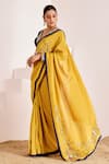 Shop_Suruchi Parakh_Yellow Georgette, Silk Sequins, Beads Pitta Floral Embroidered Saree With Blouse _Online_at_Aza_Fashions