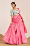 Buy_Suruchi Parakh_Pink Georgette Crepe Embroidered Sequin Butti Lehenga Saree With Printed Blouse _Online_at_Aza_Fashions