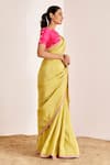 Suruchi Parakh_Yellow Shimmer Georgette Silk Embroidered Zari Boat Elephant Saree With Blouse _Online_at_Aza_Fashions