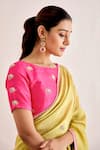 Suruchi Parakh_Yellow Shimmer Georgette Silk Embroidered Zari Boat Elephant Saree With Blouse _at_Aza_Fashions