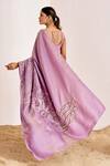 Shop_Suruchi Parakh_Purple Georgette, Silk Sequins, Beads Floral Embroidered Saree With Plain Blouse _at_Aza_Fashions