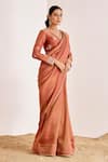 Buy_Suruchi Parakh_Orange Shimmer Georgette Silk Embroidered Sequin Saree With Zardozi Blouse _Online_at_Aza_Fashions