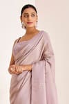 Suruchi Parakh_Purple Georgette, Silk Zari, Sequins Scoop Floral Embroidered Saree With Blouse _Online_at_Aza_Fashions