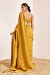 Shop_Suruchi Parakh_Yellow Georgette, Silk Mirrors Embroidered Border Saree With Bustier Blouse _at_Aza_Fashions
