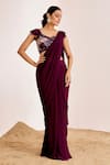 Buy Suruchi Parakh Purple Georgette Sequins, Beads Solid Pre-draped Saree With Embellished Blouse at Aza Fashions Buy_Suruchi Parakh_Purple Georgette Sequins, Beads Solid Pre-draped Saree With Embellished Blouse _at_Aza_Fashions