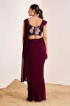 Shop Suruchi Parakh Purple Georgette Sequins, Beads Solid Pre-draped Saree With Embellished Blouse at Aza Fashions Shop_Suruchi Parakh_Purple Georgette Sequins, Beads Solid Pre-draped Saree With Embellished Blouse _at_Aza_Fashions