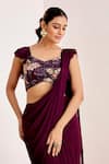 Buy Suruchi Parakh Purple Georgette Sequins, Beads Solid Pre-draped Saree With Embellished Blouse Online at Aza Fashions Buy_Suruchi Parakh_Purple Georgette Sequins, Beads Solid Pre-draped Saree With Embellished Blouse _Online_at_Aza_Fashions
