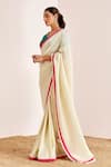 Suruchi Parakh_Off White Shimmer Georgette Silk Embroidered Shell Border Saree With Blouse _Online_at_Aza_Fashions