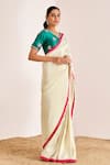 Buy_Suruchi Parakh_Off White Shimmer Georgette Silk Embroidered Shell Border Saree With Blouse _Online_at_Aza_Fashions