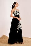 Buy_Suruchi Parakh_Black Georgette Embroidery Floral Sweetheart Neck Bodice Gown With Potli Bag _Online_at_Aza_Fashions