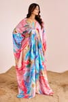 Buy_Suruchi Parakh_Multi Color Silk V-neck Abstract Print Kaftan _Online_at_Aza_Fashions