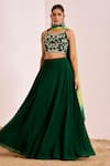 Buy_Suruchi Parakh_Green Georgette, Organza Sequins, Embroidery Floral Blouse And Lehenga Set _at_Aza_Fashions