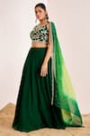 Suruchi Parakh_Green Georgette, Organza Sequins, Embroidery Floral Blouse And Lehenga Set _Online_at_Aza_Fashions