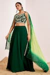 Buy_Suruchi Parakh_Green Georgette, Organza Sequins, Embroidery Floral Blouse And Lehenga Set _Online_at_Aza_Fashions