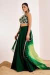 Suruchi Parakh_Green Georgette, Organza Sequins, Embroidery Floral Blouse And Lehenga Set _at_Aza_Fashions