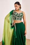 Buy_Suruchi Parakh_Green Georgette, Organza Sequins, Embroidery Floral Blouse And Lehenga Set 