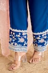 Suruchi Parakh_Blue Georgette And Organza Embroidery Floral Round Neck Bloom Kurta Pant Set _at_Aza_Fashions