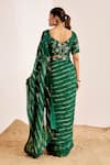 Shop_Suruchi Parakh_Green Organza Hand Embroidery Floral Square Neck Sequin Saree With Blouse _at_Aza_Fashions