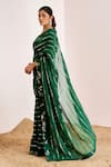 Buy_Suruchi Parakh_Green Organza Hand Embroidery Floral Square Neck Sequin Saree With Blouse _Online_at_Aza_Fashions