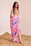 Suruchi Parakh_Multi Color Satin, Silk Abstract Print Bralette With Skirt _Online_at_Aza_Fashions