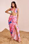Buy_Suruchi Parakh_Multi Color Satin, Silk Abstract Print Bralette With Skirt _at_Aza_Fashions