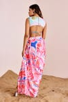 Shop_Suruchi Parakh_Multi Color Satin, Silk Abstract Print Bralette With Skirt _at_Aza_Fashions