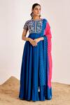 Buy_Suruchi Parakh_Blue Georgette Embroidery Floral Closed Round Bodice Anarkali With Dupatta _at_Aza_Fashions