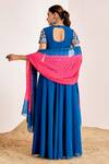 Shop_Suruchi Parakh_Blue Georgette Embroidery Floral Closed Round Bodice Anarkali With Dupatta _at_Aza_Fashions