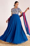 Suruchi Parakh_Blue Georgette Embroidery Floral Closed Round Bodice Anarkali With Dupatta _Online_at_Aza_Fashions